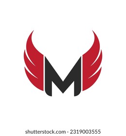 M letter with Wing logo icon vector flat design