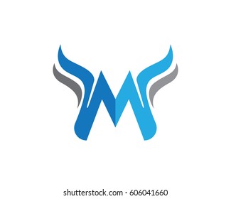 M Letter with Wing Logo Template vector icon design
