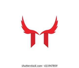 M Letter with Wing Logo Template vector icon design