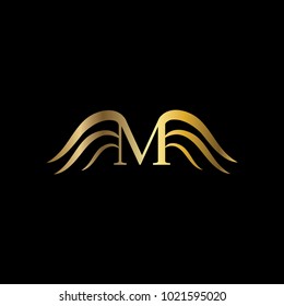 M letter wing vector logo. Wing icon. Fly emblem (sign, symbol)
