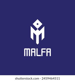 M letter and wolf face concept minimal logo design