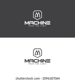 M letter workshop related creative font type logo design