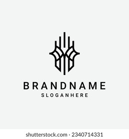 M letter or Y M monogram logo in stylistic geometric shape.
