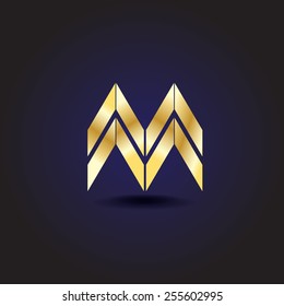 M Lettering - Isolated On Blue Background - Vector Illustration, Graphic Design, Editable For Your Design