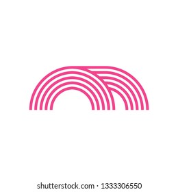 M lettering line layer logo design vector