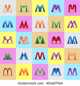 M Letters Icons Setisolated On Mosaic Stock Vector (Royalty Free ...