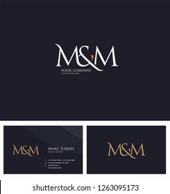 M & M letters Joint logo icon and Business card vector template.
