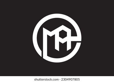 M A letters vector logo abstract. Creative abstract letter MA logo. MA Initial logo linked circle monogram. Letter MA Logo Monogram Vector Design Concept Template Symbol