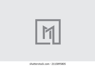 M line alphabet letter logo icon design. Creative template for business and company in grey color