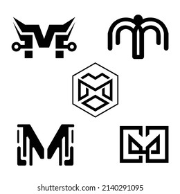 "M" line logo design.  Minimal creative monochrome monogram symbol.  Graphic alphabet symbol for corporate business identity