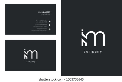I & M line logo joint letter design with business card template