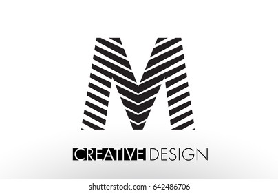 M Lines Letter Design with Creative Elegant Zebra Vector Illustration.