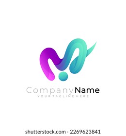 Logotipo M y combinación de diseño 3d colorido, logotipos modernos