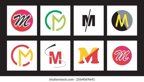 M logo, Abstrack initial letter M logo design template. Premium Vector, Letter set of design vector of the M logo. Modern design collection of M letters in black color.