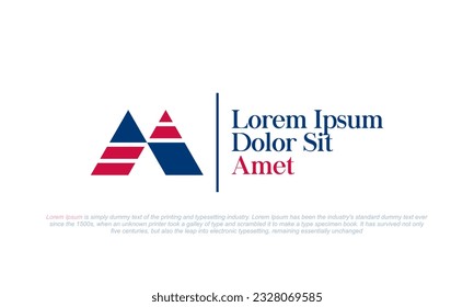M logo abstract monogram style with navy blue and red color