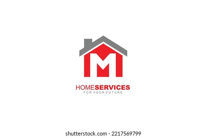 Arquitectura del logotipo M para la empresa de construcción. ilustración vectorial de plantilla de propiedades para su marca.