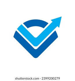El logotipo M y el vector de lista de verificación de flecha.