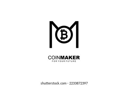 M logo BITCOIN for identity. CRYPTO CURRENCY template vector illustration for your brand.