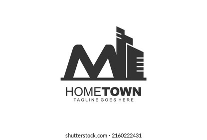 M logo building for branding company. construction template vector illustration for your brand.