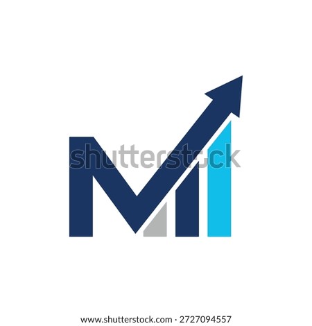 M logo with chartbar suitable for logo design investment	