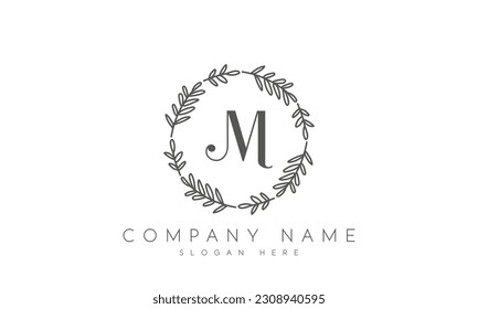 M logo with circle flower design vector