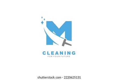 M logo cleaning services for branding company. Housework template vector illustration for your brand.