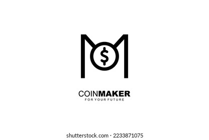 M Logo COIN für Identität. GELD Template Vektorgrafik für Ihre Marke.