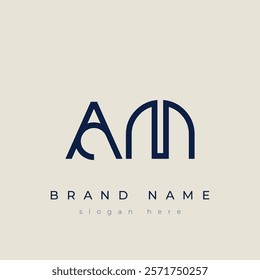 A and M logo design. AM abstract Letters Logo Monogram. This logo design is the process of creating a visual symbol that represents a brand, company, or individual.