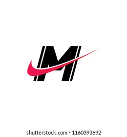 m logo design with check vector illustration