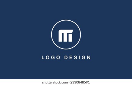 M logo design with circle blue background template. simple logo concept with white logo color.