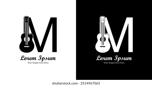 M logo design combined with guitar 