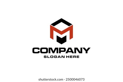 Forma hexagonal del diseño del logotipo de M