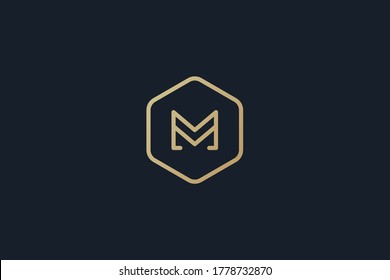 M logo design . letter M with line art style . luxury logo design