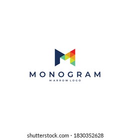 M logo design modern simple clean vector with symbols arrow and white background