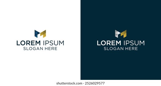 M logo design modern simple clean vector with symbols arrow and white background