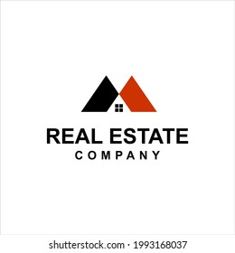 m logo design roofing vector for real estate template