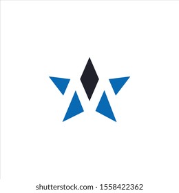 M logo design star shape.