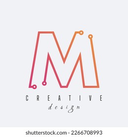 Diseño del logotipo M Símbolo de la línea de la tecnología Estilo de color gradiente. Ilustración del vector