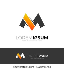 M logo design template, Simple logo with modern style
