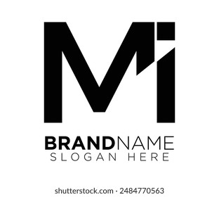 M I logo design vector template