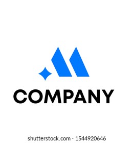 M logo design vector unique template blue color