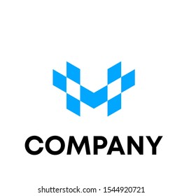 M logo design vector unique template blue color