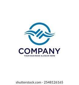 m logo design with wave