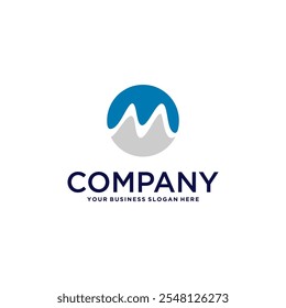 m logo design with wave
