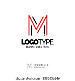 M Logo. Digital Logo template. Black and Red Logo template, Technology Brand Name Design. Creative Symbol Place for Tagline/slogan. Elegant Logo Design Template