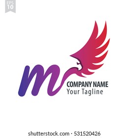M Logo With Eagle or Hawk Icon Design Template