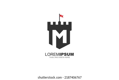 M logo fortress vector for identity company. initial letter security template vector illustration for your brand.