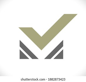 icono del logotipo de m con marca de verificación
