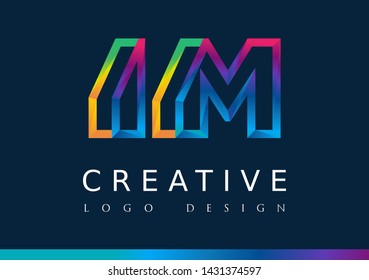 I M Logo. IM Letter Design Vector with Magenta blue and green yellow color.