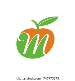 M logo initial letter design template vector inside fruit shape illustration 